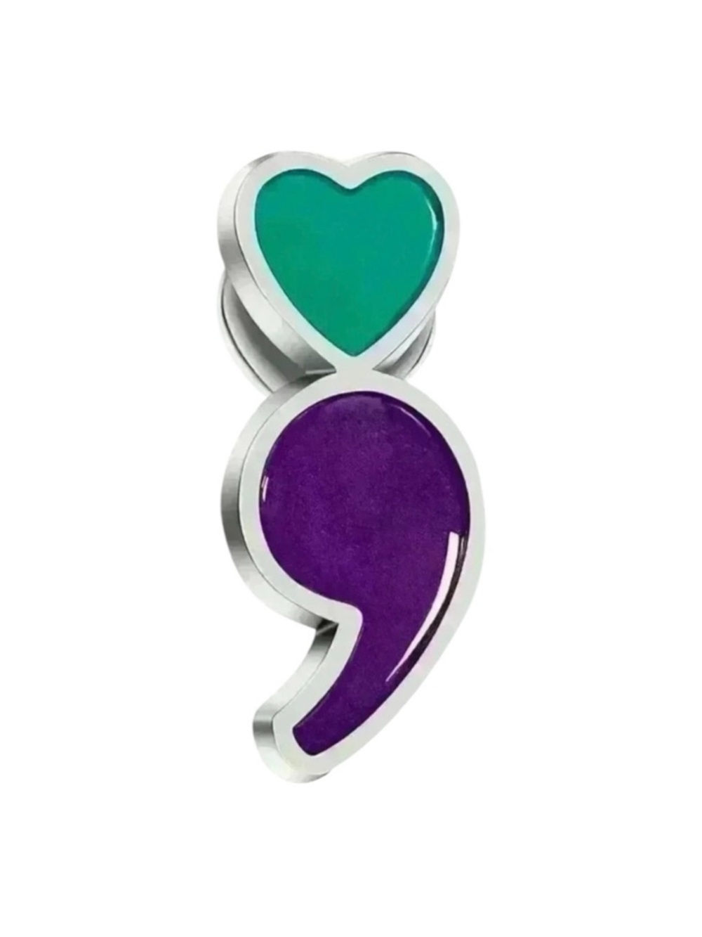 Project Semicolon Enamel Pin Mental Health Awareness Hope Gift NWT Green Purple